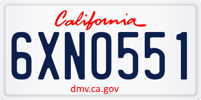 CA license plate 6XNO551