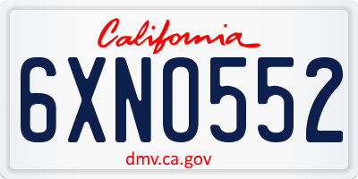 CA license plate 6XNO552