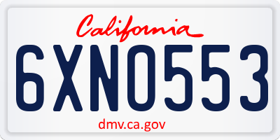 CA license plate 6XNO553