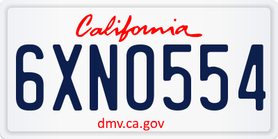 CA license plate 6XNO554