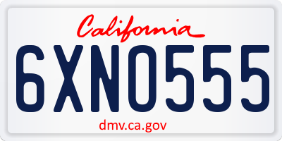 CA license plate 6XNO555