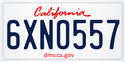 CA license plate 6XNO557