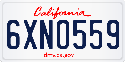CA license plate 6XNO559