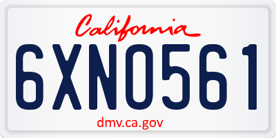CA license plate 6XNO561