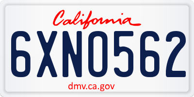 CA license plate 6XNO562