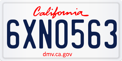 CA license plate 6XNO563