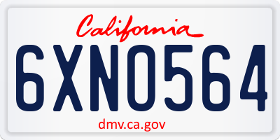 CA license plate 6XNO564