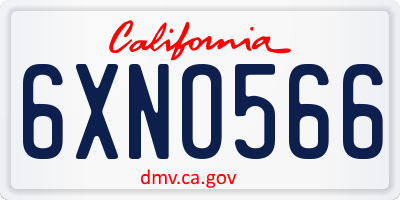 CA license plate 6XNO566