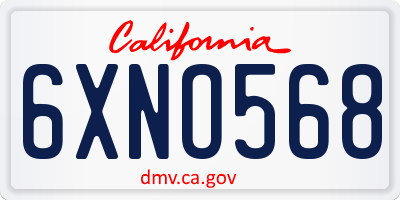 CA license plate 6XNO568