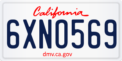CA license plate 6XNO569
