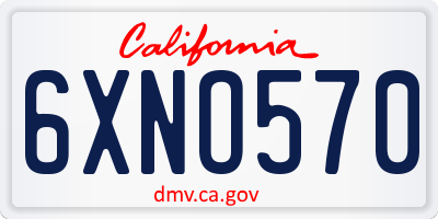 CA license plate 6XNO570