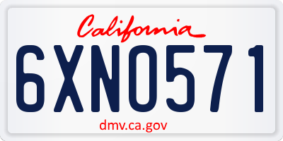 CA license plate 6XNO571