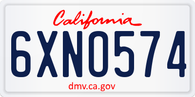 CA license plate 6XNO574