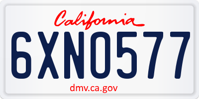 CA license plate 6XNO577