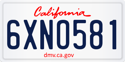 CA license plate 6XNO581