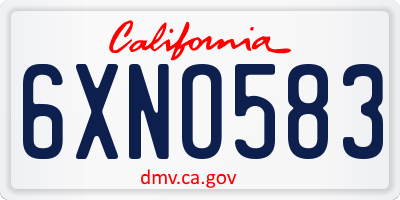 CA license plate 6XNO583