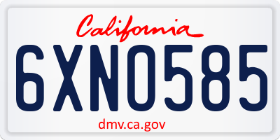 CA license plate 6XNO585