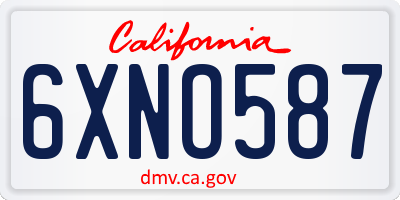 CA license plate 6XNO587