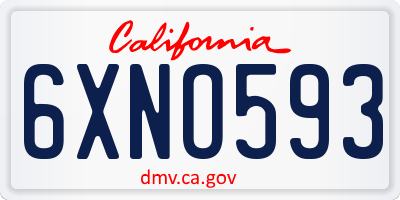 CA license plate 6XNO593