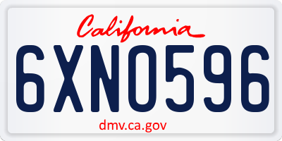 CA license plate 6XNO596