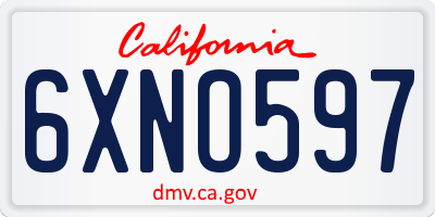 CA license plate 6XNO597