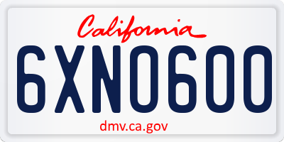 CA license plate 6XNO600