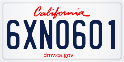 CA license plate 6XNO601