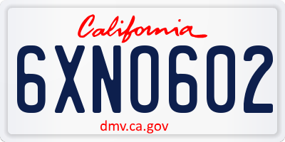 CA license plate 6XNO602