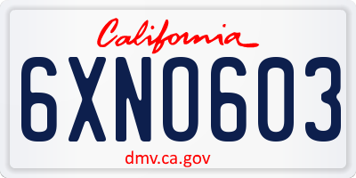CA license plate 6XNO603