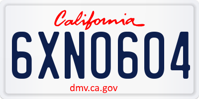 CA license plate 6XNO604