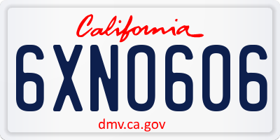 CA license plate 6XNO606