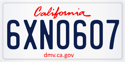 CA license plate 6XNO607