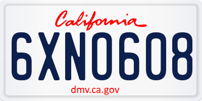 CA license plate 6XNO608