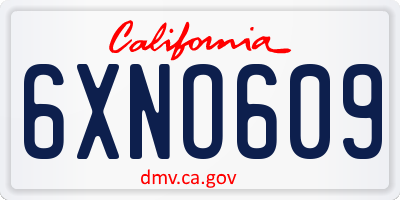 CA license plate 6XNO609
