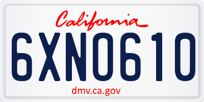 CA license plate 6XNO610