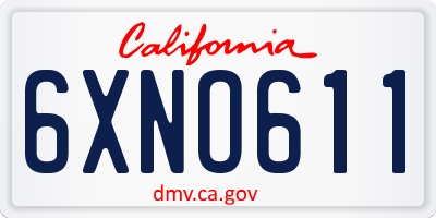 CA license plate 6XNO611