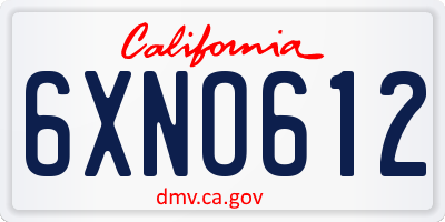 CA license plate 6XNO612