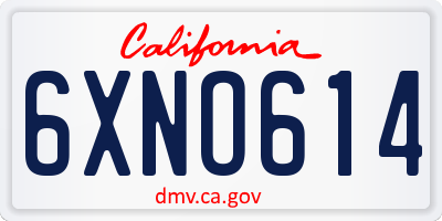 CA license plate 6XNO614