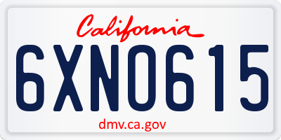 CA license plate 6XNO615