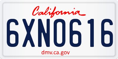CA license plate 6XNO616