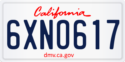 CA license plate 6XNO617
