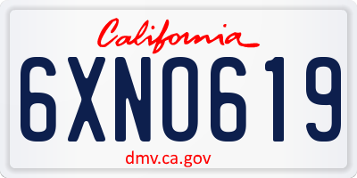 CA license plate 6XNO619