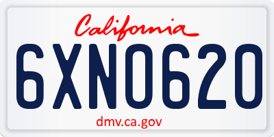 CA license plate 6XNO620