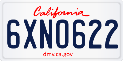 CA license plate 6XNO622