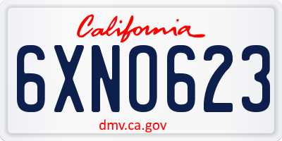 CA license plate 6XNO623