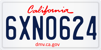 CA license plate 6XNO624