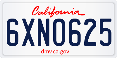 CA license plate 6XNO625