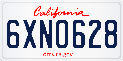 CA license plate 6XNO628