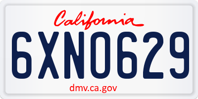 CA license plate 6XNO629