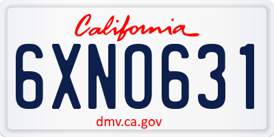 CA license plate 6XNO631